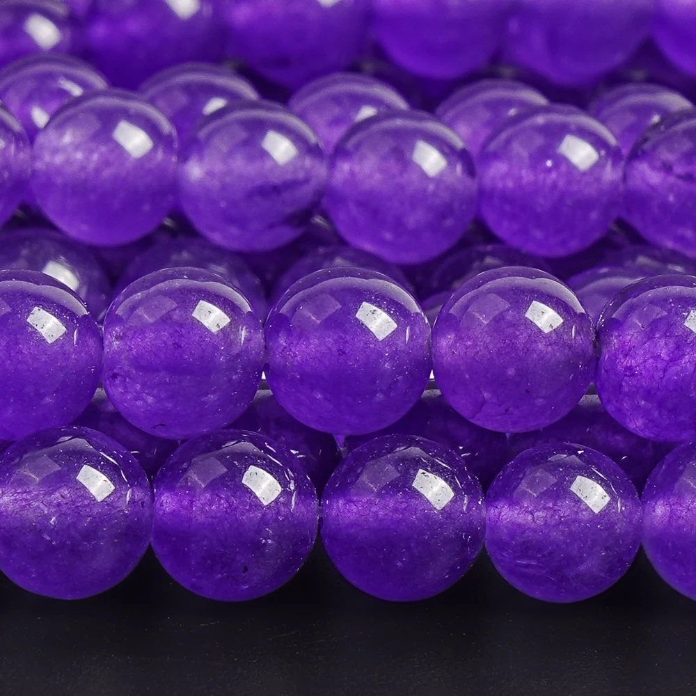 

8mm Light Purple Dyed Jade Round Beads Loose Spacer Beads for Jewelry Making, DIY Bracelet Necklace Wholesale Craft Supplies