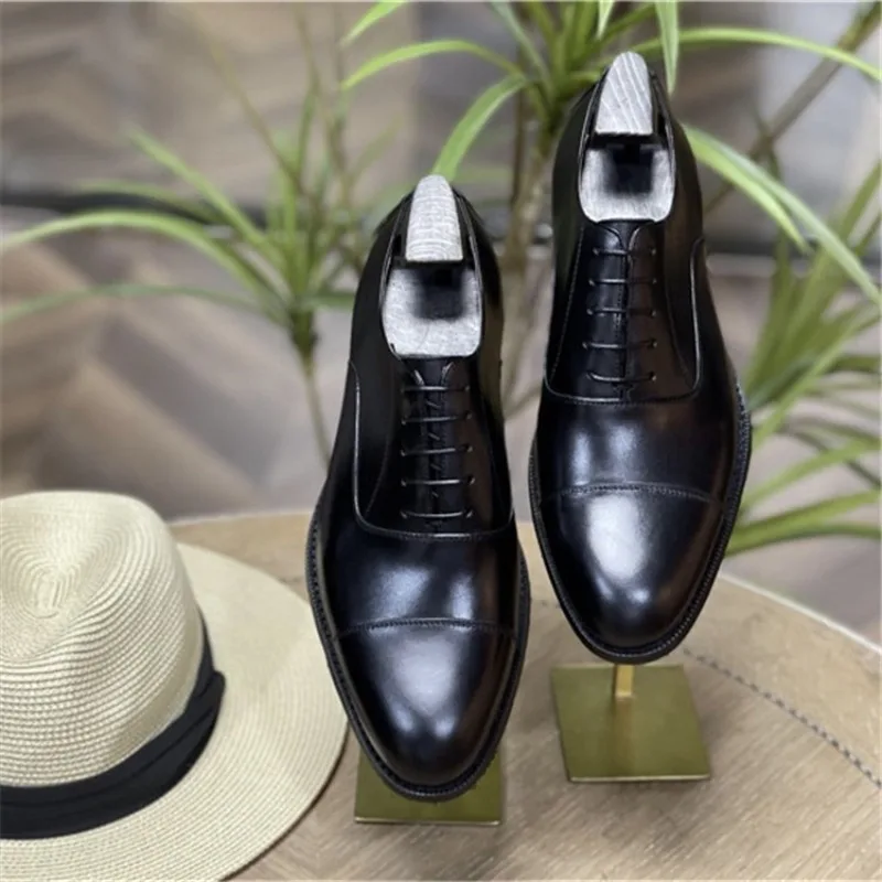 Italian Mens Oxfords Formal Shoes Luxury Genuine Leather Handmade Quality Comfortable Winter Wedding Social Shoes Male Size 45