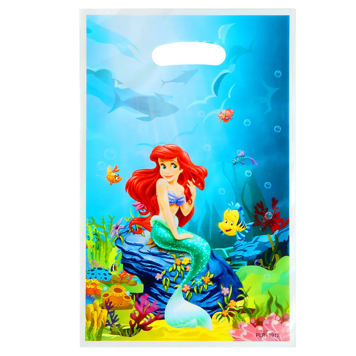 10pcs/lot The Little Mermaid Themed Girl's Favorite Birthday Party Candy Surprise Disposable Plastic Decorative Gifts Loot Bag