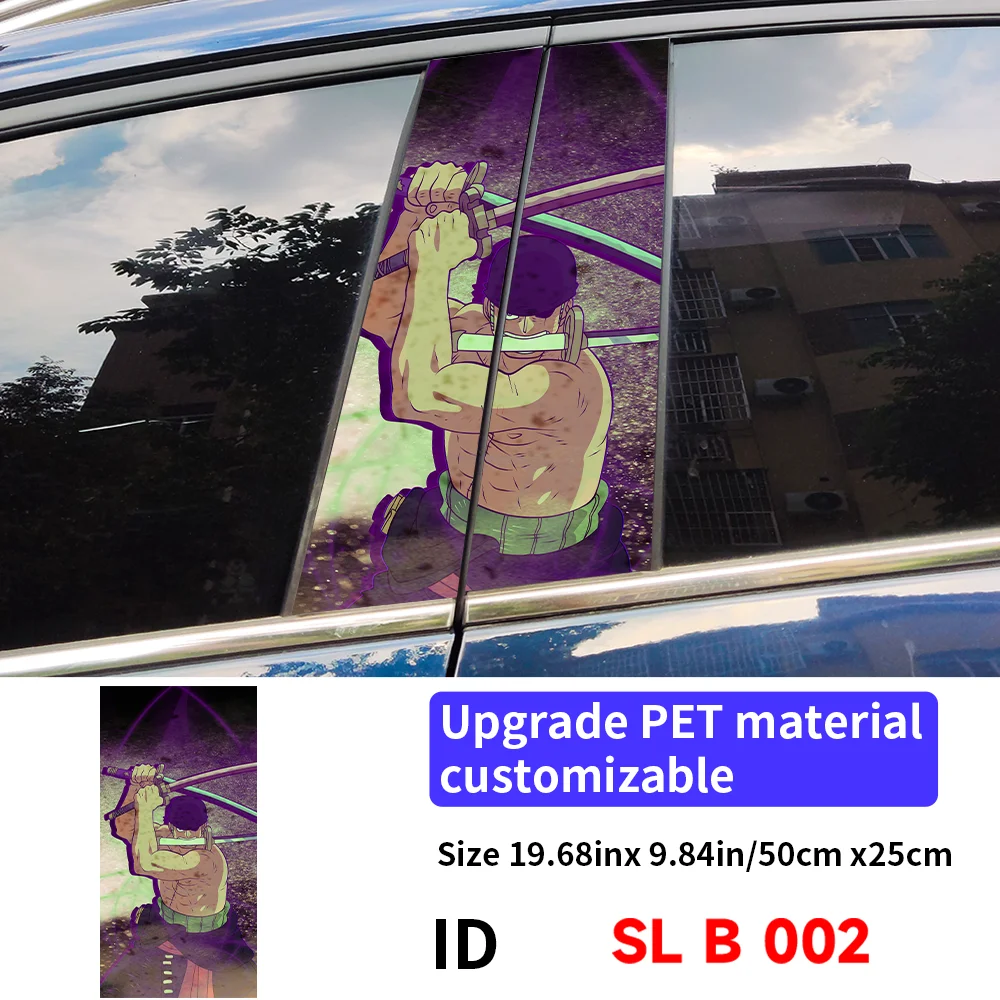 Autocollants de voiture Anime Zoro, pilier B automatique, imperméable, crème solaire, décoration, couverture, rayures, porte, vinyle, décalcomanies, accessoires