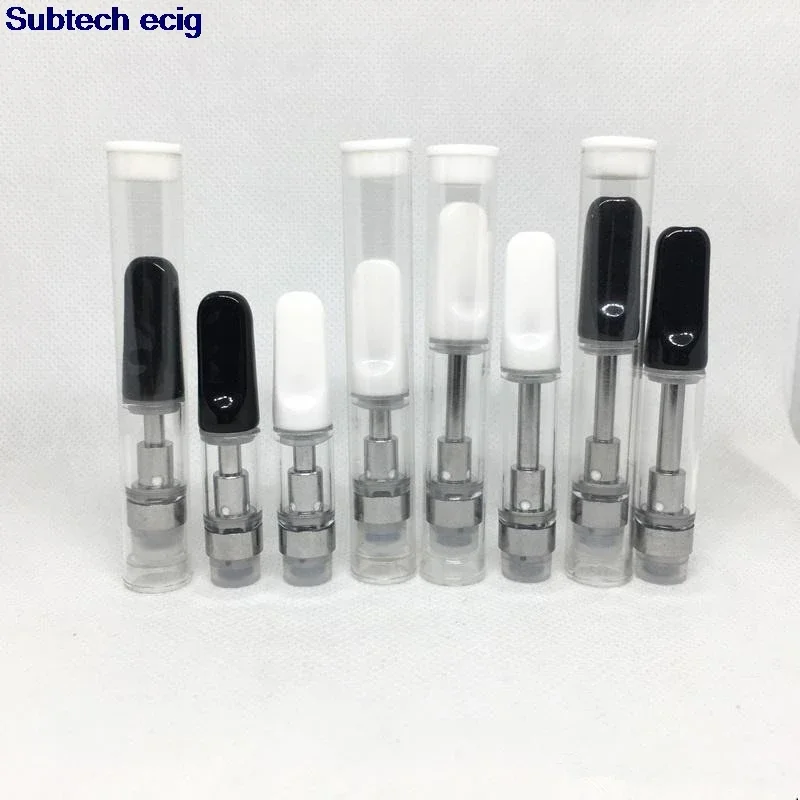 20pcs CC-ELL En Céramique Vape Cartouche 510 optique Huile Précieuse En Céramique Bobine 0.5ml 1.0ml Pyrex Verre Atomiseur 2.0mm Trous adhérence Chariot