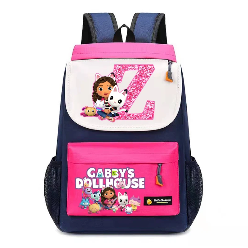 New Gabby Dollhouses Children School Backpack Kawaii Cartoon Letter Printed Schoolbags Girls School Backpack School Supplies