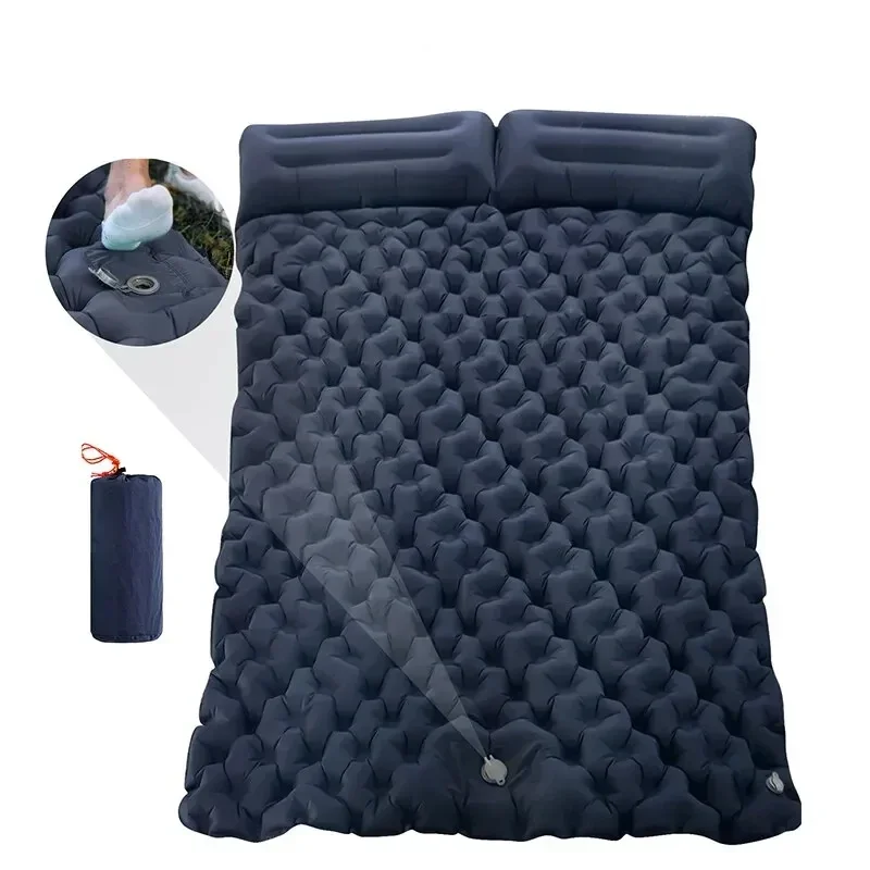 Imagem -02 - Almofada de Dormir Dupla para Acampar Mat Auto-inflável Colchão para Dormir com Travesseiro Caminhadas ao ar Livre Pessoas Travel Bed Air Mat