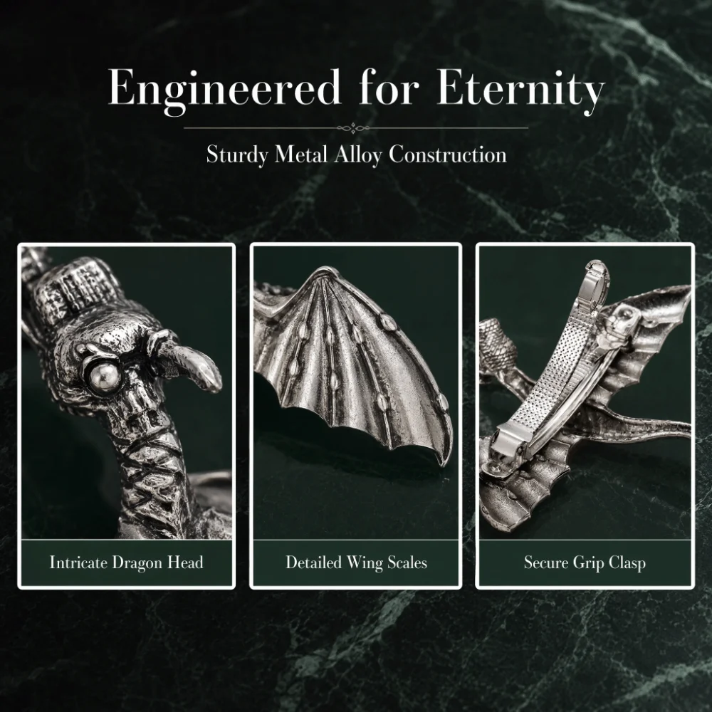 Flying Dragon Vintage Hair Clip Metal Alloy Nordic Style Dragon Hair Clip Gothic Punk Hair Accessories Hair Barrette Headdress view 5