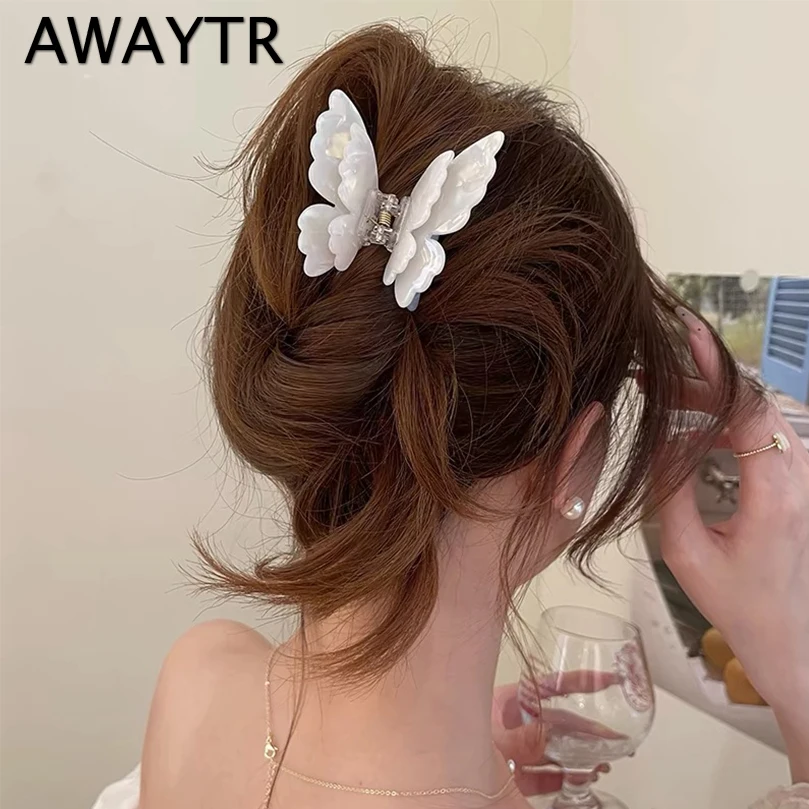 AWAYTR fata farfalla capelli artiglio acetato granchio fermaglio per capelli dolce principessa squalo Clip per le donne ragazza tornante accessori per capelli