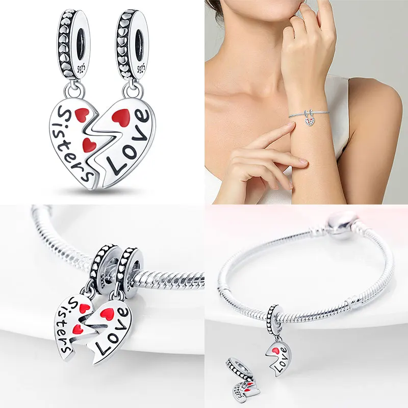 Fit Charms For Pandora Original Bracelets And 3mm Bracelets DIY Sweetheart Sister 100% 925 Silver Jewelry Making For Women Gift