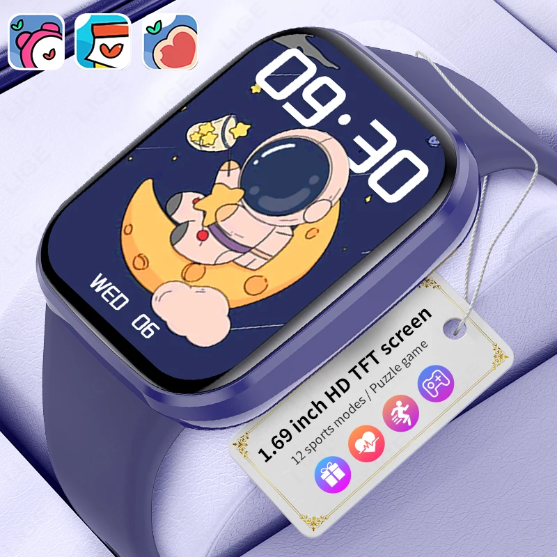 

Детские умные часы LIGE для детей от 5 до 12 лет, подарки для детей, отслеживание сна, напоминание о пробуждении, шагомер, фонарик, умные часы, детские часы