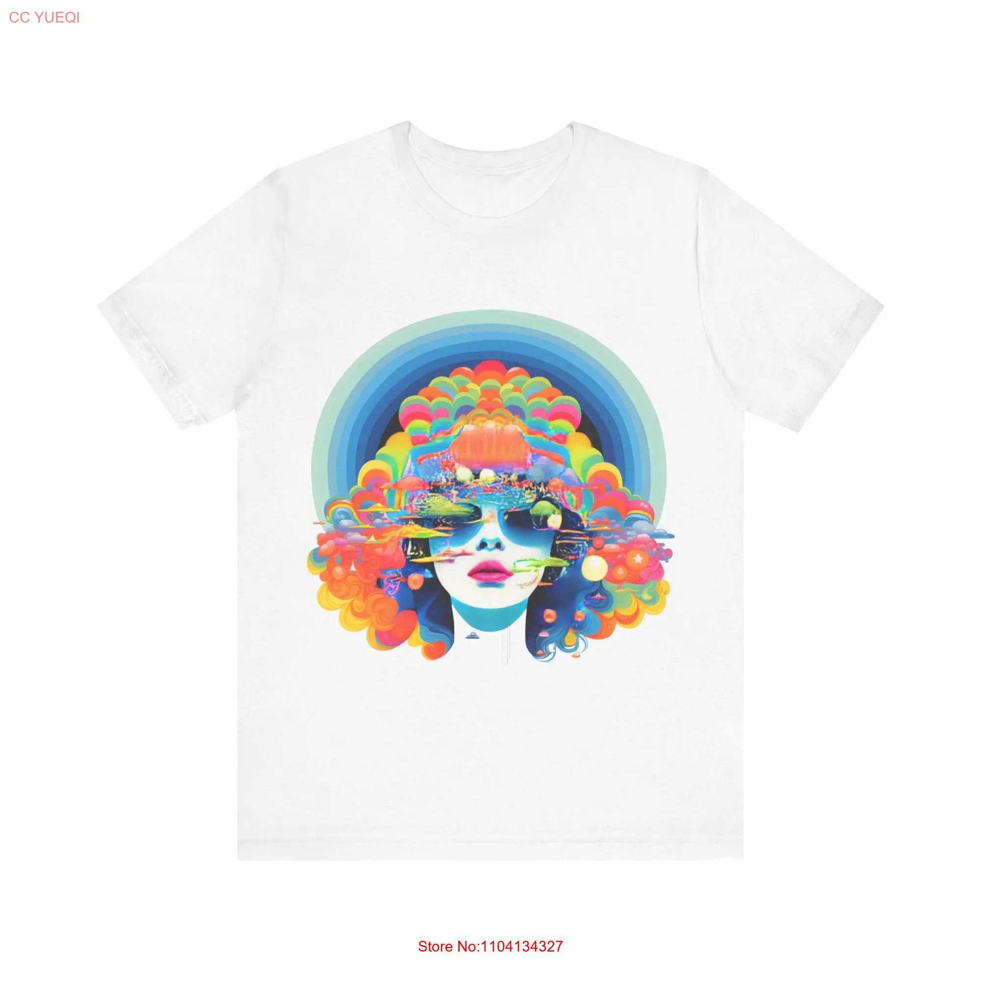 Psychedelic Fantasy Art T Shirt Surreal Portrait with Dreamlike Imagery Vibrant Mystical Mindful Meditation Apparel