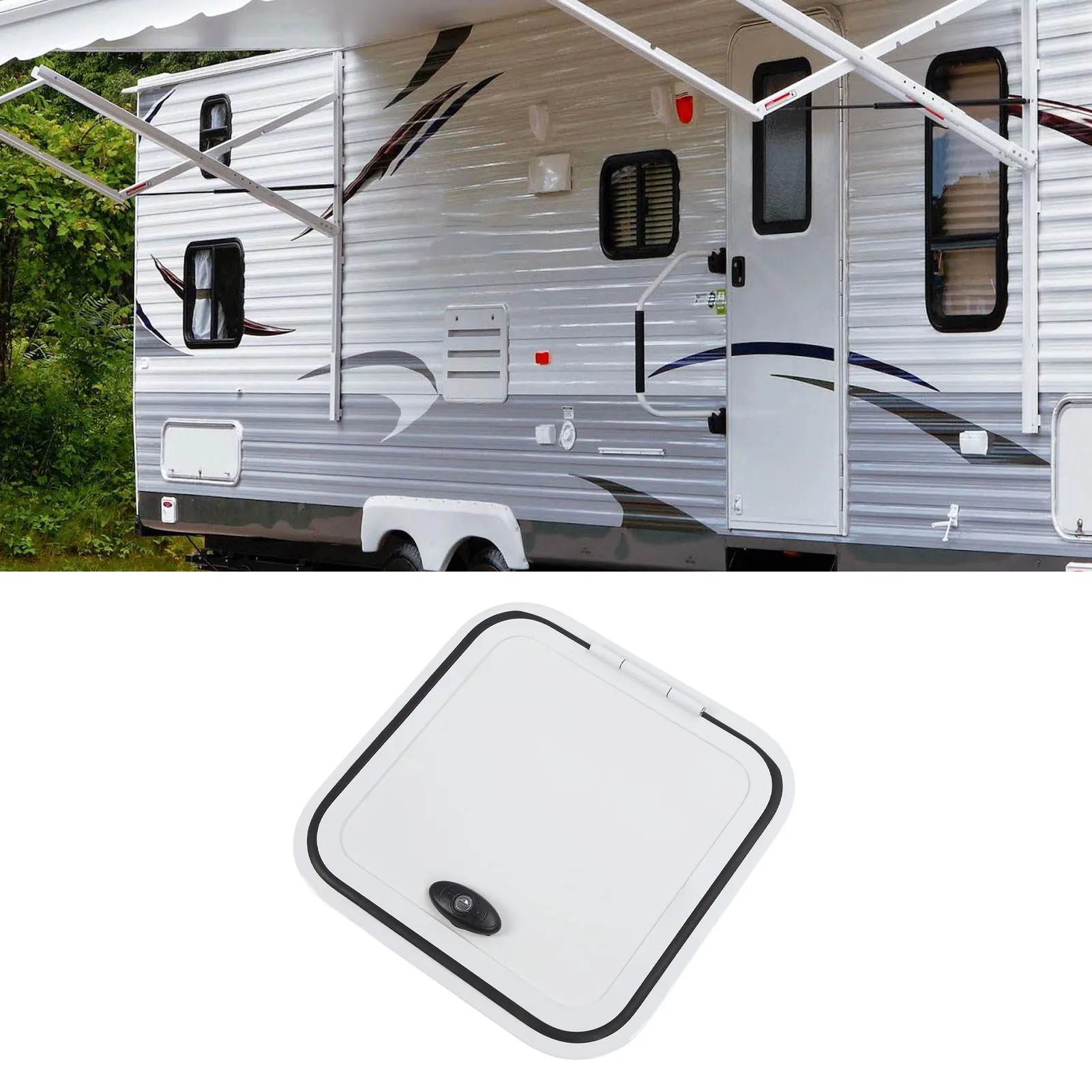 

RV Compartment Door 16 X 16in Sound Insulation Motorhome Compartment Door Excellent Sealing with Secure Lock for Travel Trailer