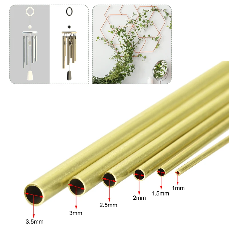 uxcell 6pcs Brass Tube 1mm 1.5mm 2mm 2.5mm 3mm 3.5mm OD X 0.2mm Wall Thickness 300mm Length Seamless Round Pipe Tubing трубка