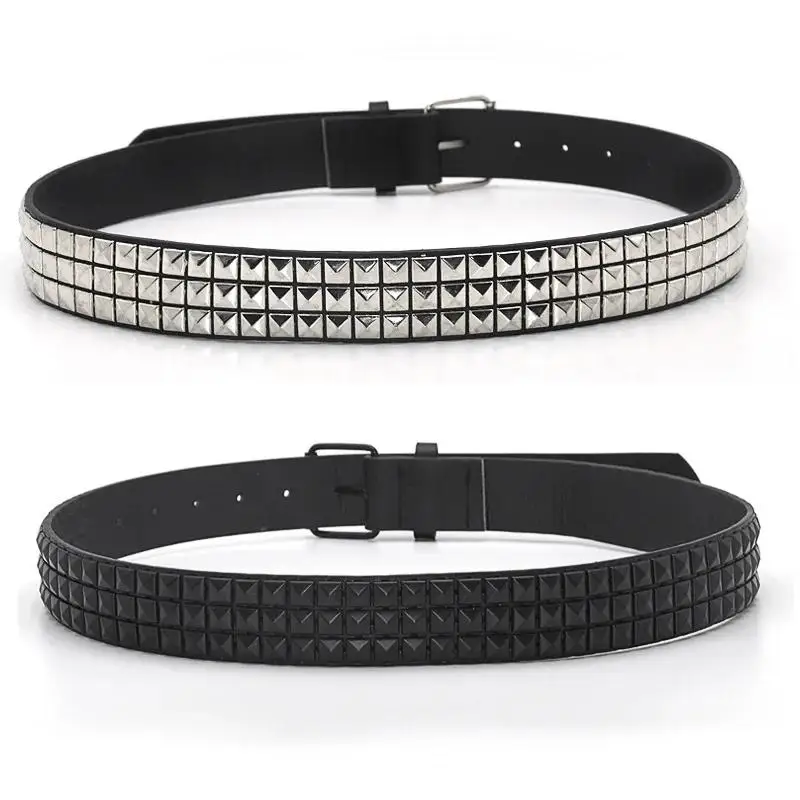 Pyramid Studded Punk Belt - Men & Women's Rivet Waistband With Pin Buckle Rock Gothic Fashion Accessory 