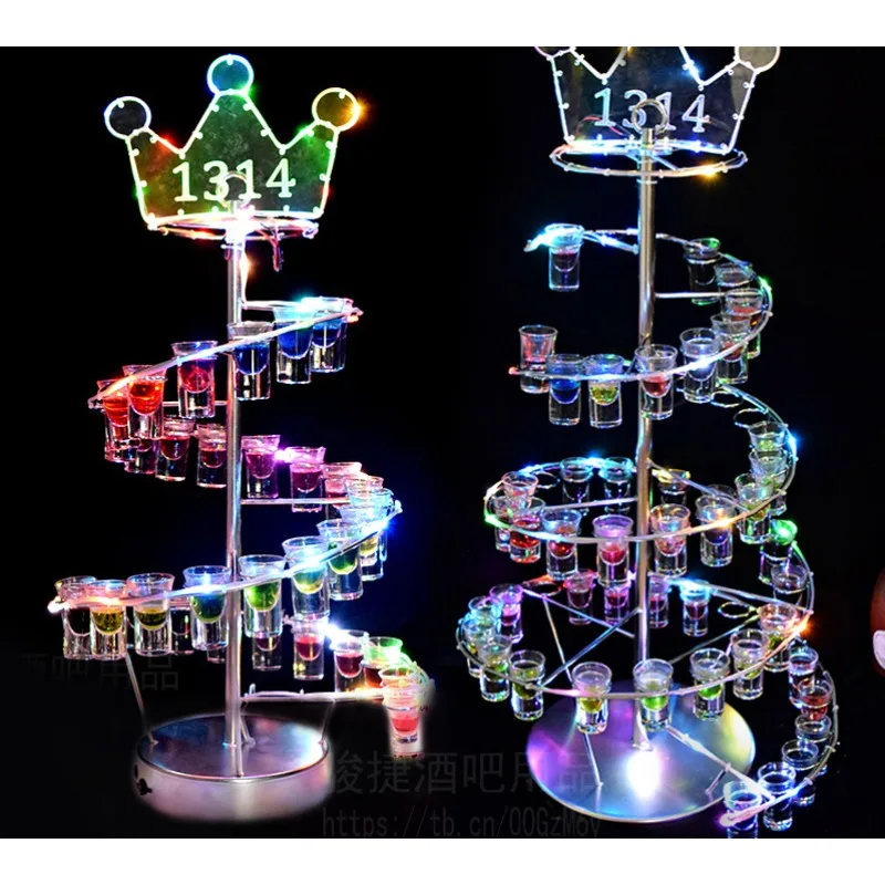 Customized Bar Supplies Red Wine Champagne Cocktail Rack Creative LED Luminous Decoration Beach Cup Bullet Cup Holder