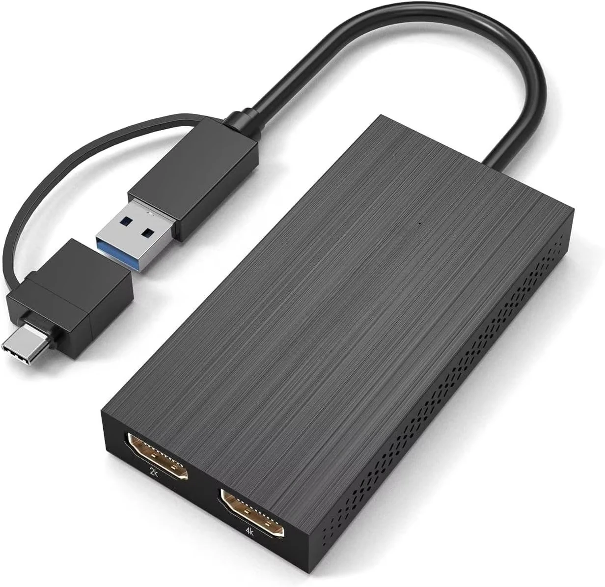 HDTV Splitter Extended Display USB3.0/USB-C to HDTV Dual Display Adapter 2K 4K USB C to HDTV Adapter