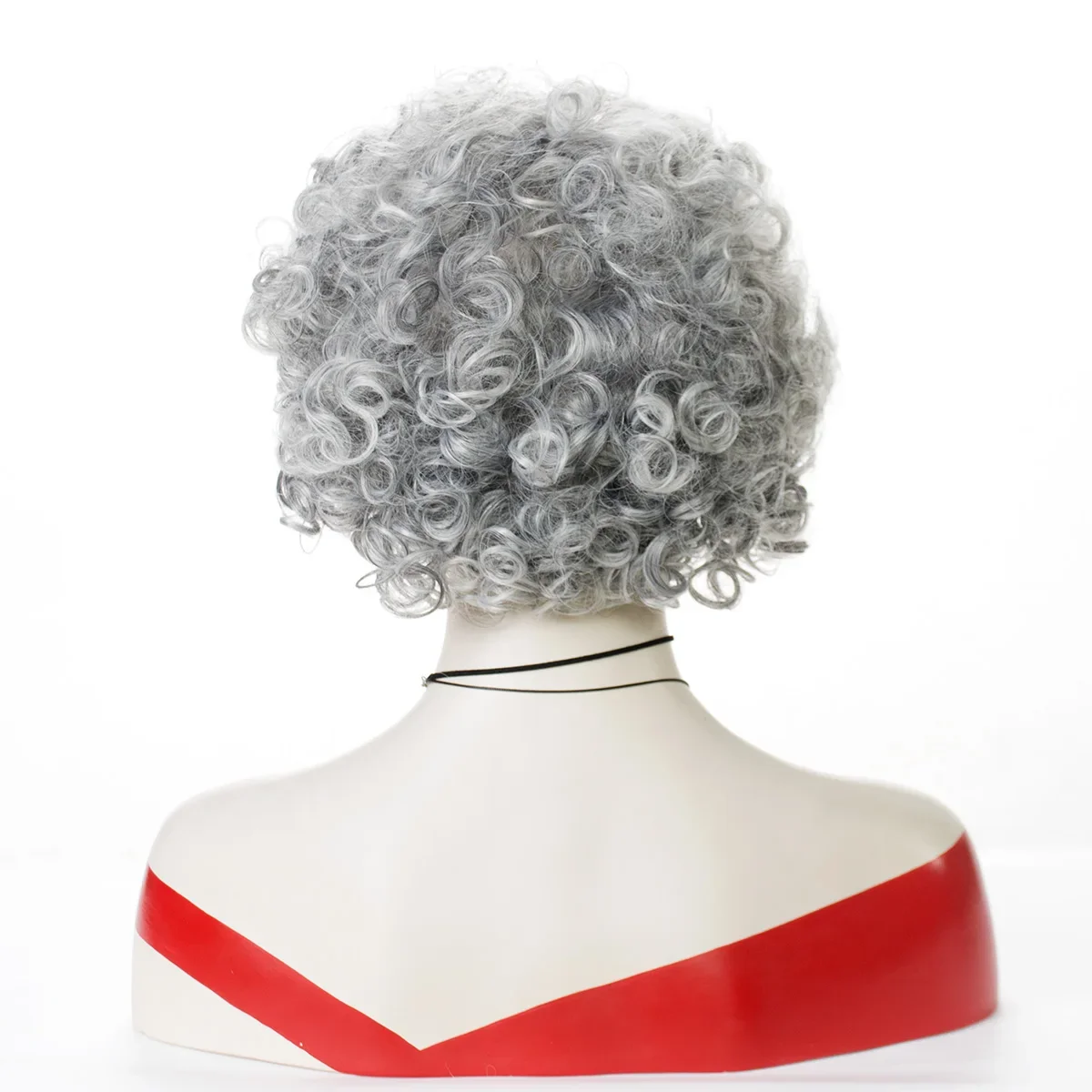 Peluca Afro rizada para mujer, pelo corto, pelo gris degradado, resistente al calor, sintético, ondulado