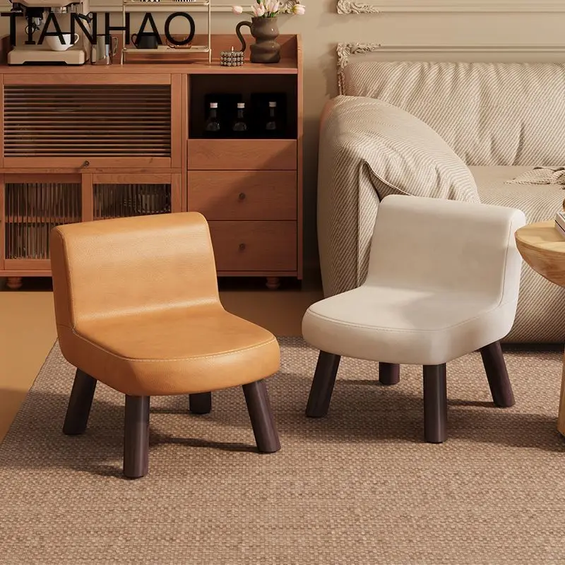 Household Low Back Small Chair Adult Bench Children's Living Room Coffee Table Low Foot Sofa Stool Shoe Stool