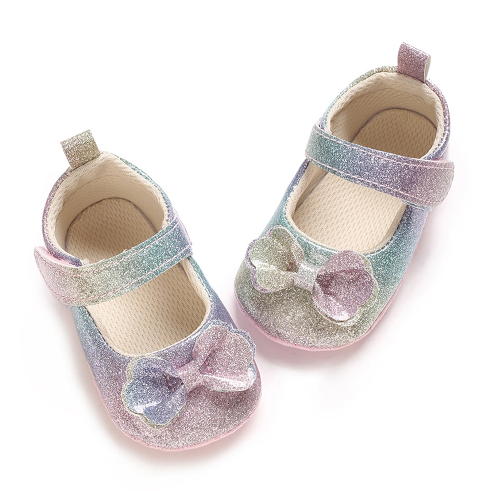 

Baby Girls Princess Shoes Soft Shiny Bow Non-slip Bottom First Walker Shoes Toddler Shoes