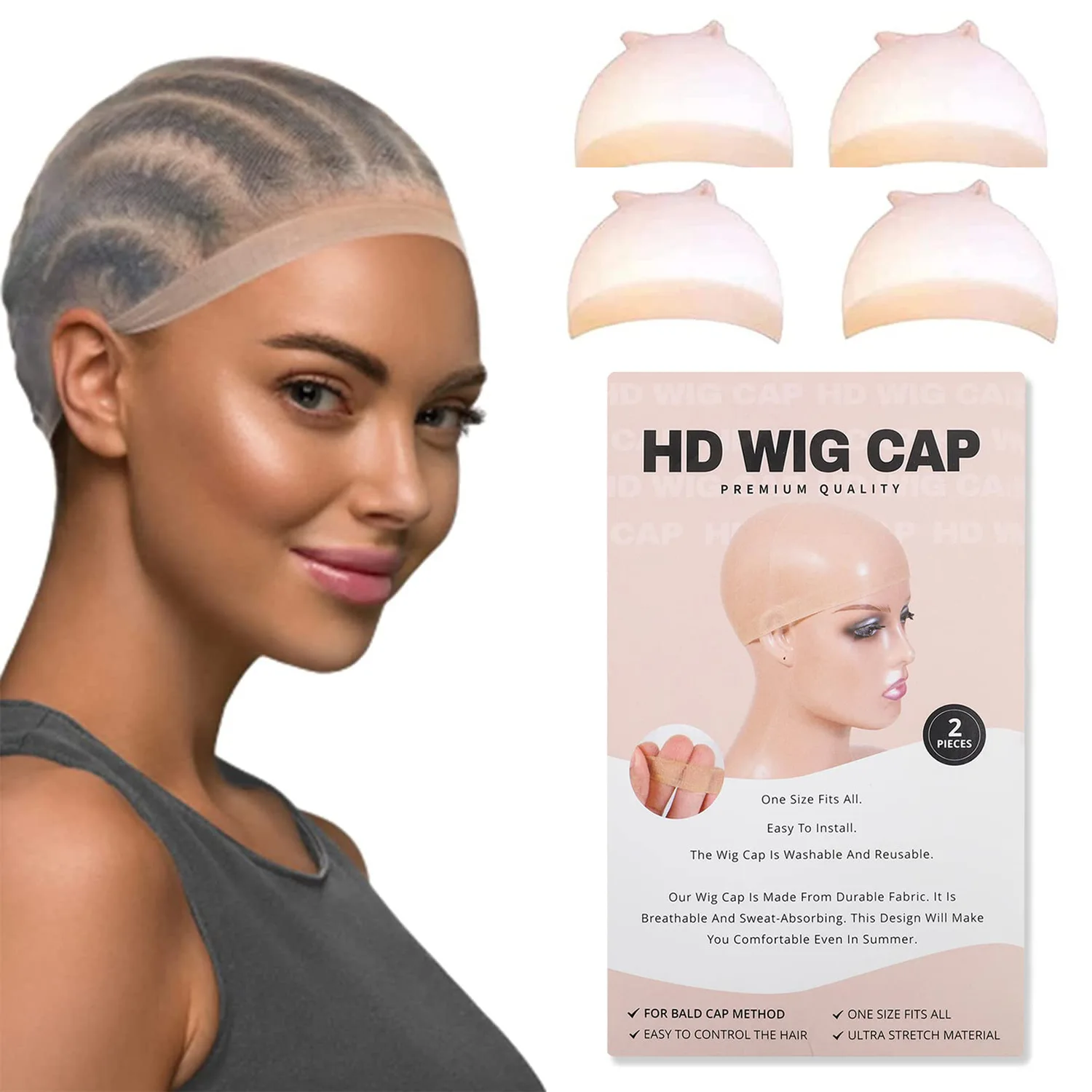 

HENRY MARGU HD Wig Cap for Lace Front Wig Invisible Stocking Caps Stretchy Nylon Wig Cap for Women Invisible Ultra-thin Bald Cap
