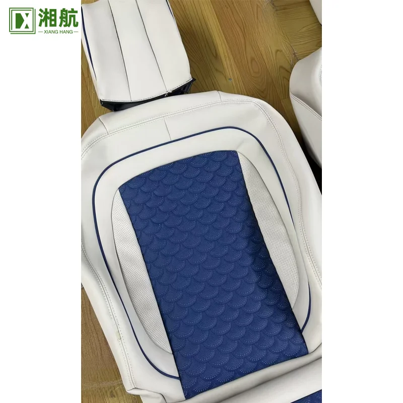 Suitablefor Full Set BenzBrabusB Blue White Dragon Scale Texture Seat Cover