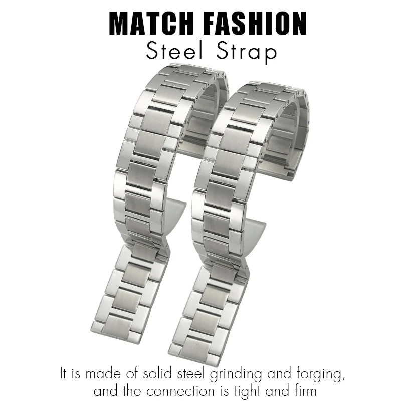 High Quality 20mm Solid Stainless Steel Watchband for Tank Santos Silver Bracelets 17.5mm 19mm 21mm 23.5mm Metal Watch Strap