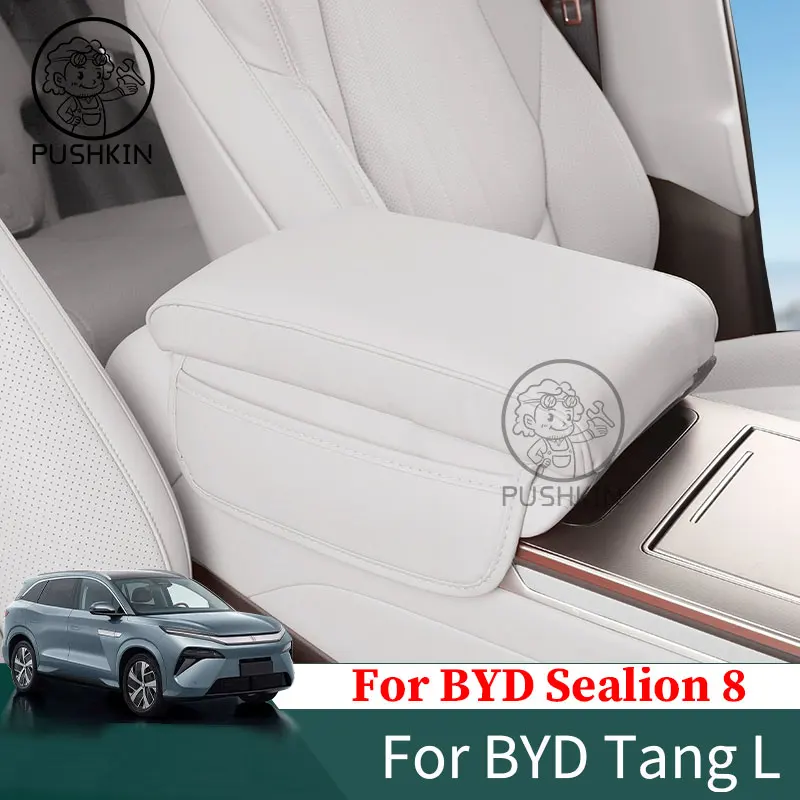 For BYD SEALION 8 ATTO 8 TANG L 2025 2026 Car Styling Armrest Box Height Increase Pad Leather Protective Cover  Accessories