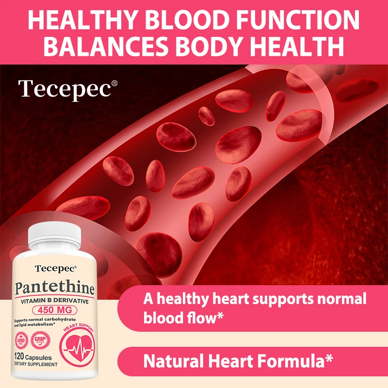 

Pantethine 450mg Supplements - Supports Cardiovascular & Heart Health, Healthy Lipid Metabolism, promote blood flow, Non-GMO