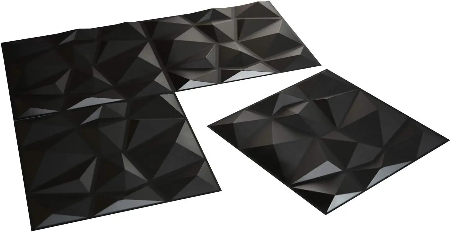 Diamante 3D 50 x 50 cm, PVC de alta rigidez, indeformable, reciclable, impermeable, resistente al calor, inodoro, negro, 3 ㎡