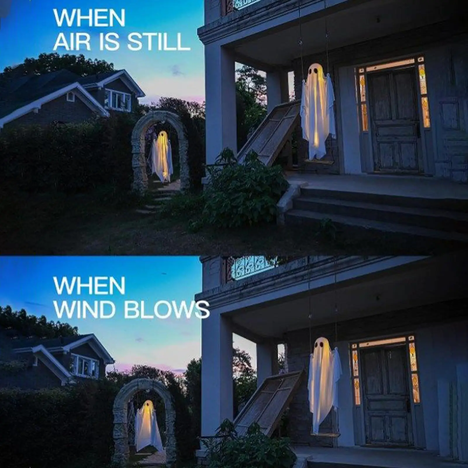 

Призрачные украшения на Хэллоуин, светящийся страшный призрак, уличный декор, реквизит на Хэллоуин с дистанционным управлением для вечеринки, дома с привидениями