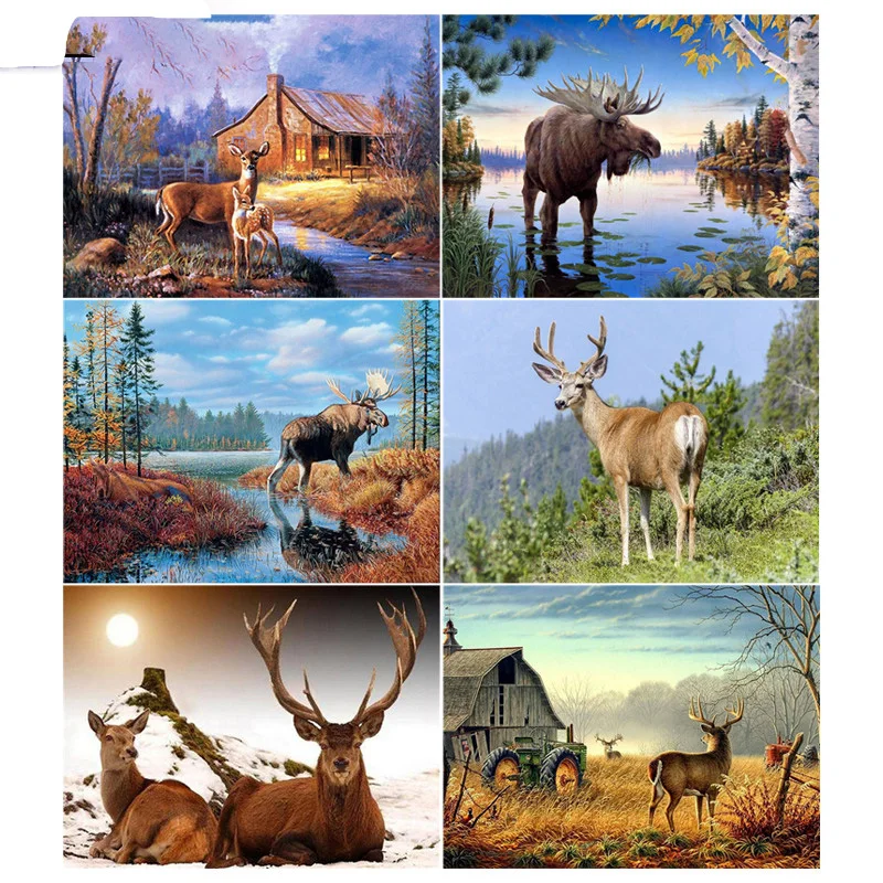 DIY 5D Diamond Painting Kit Suburban Landscape Animals- Perfect Gift for Handmade Home Decor