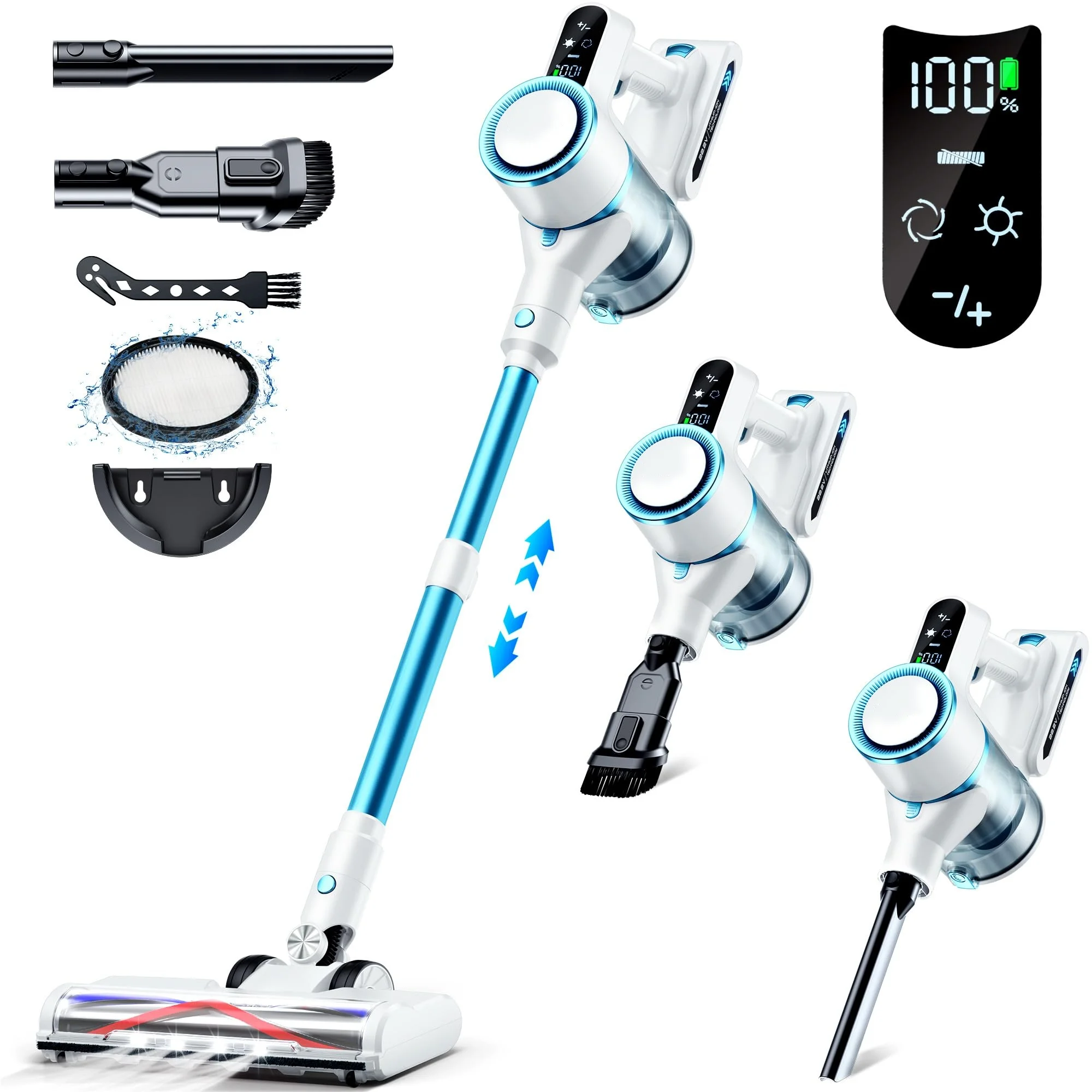

Blossom Cordless Vacuum Cleaner, 23Kpa Vacuum Cleaner with Rechargeable Battery,40 mins Runtime ,2 Speeds for Hardwood Floor
