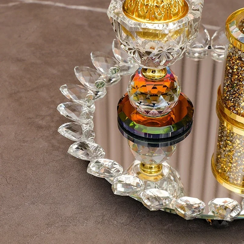 Crystal Glass Incense Burner Set Arabic Luxury Diamond Muslim Censers Sticks Hold for Home Wedding Ramadan Decoration 2024