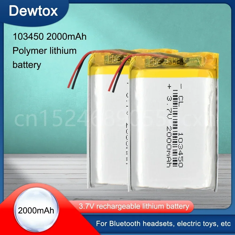 3,7 В 2000 мАч 103450   Липо-полимерная литиевая аккумуляторная батарея для GPS-навигатора MP5 GPS Bluetooth-динамик, гарнитура, электронная книга, камера