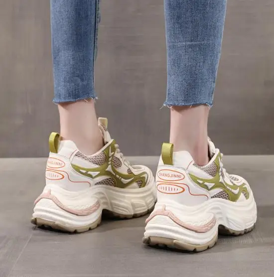 9 سنتيمتر النساء الربيع الصيف الهواء شبكة ستوكات أحذية رياضية مكتنزة الصنادل منصة إسفين الشرائح أحذية البغال أحذية النساء تنفس