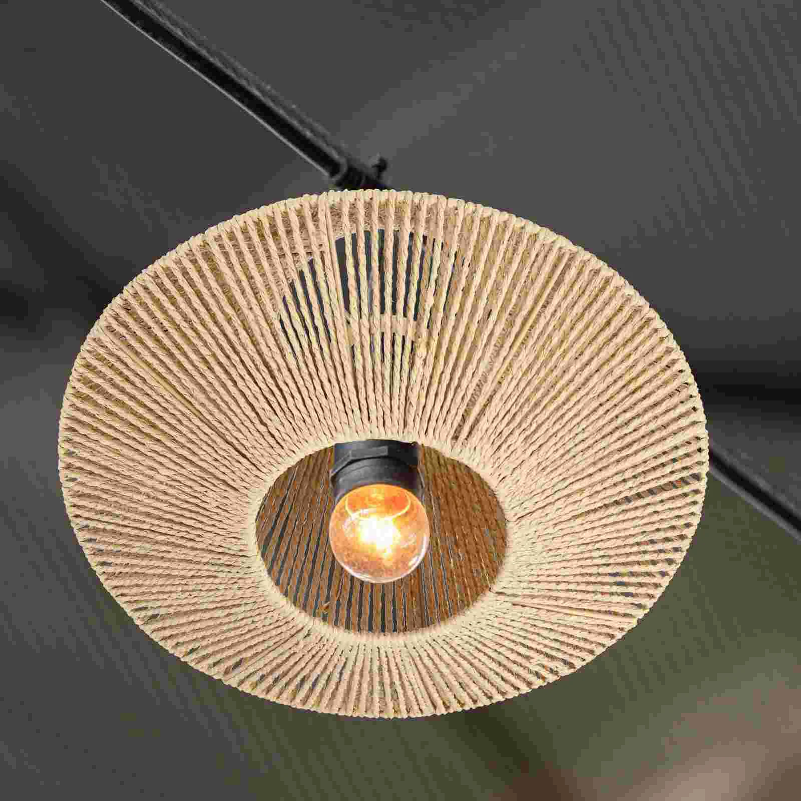 

Rattan Lampshade Retro Paper Woven Floor Rustic Style Ceiling Light Wall Pendant Shades Chandelier Hanging