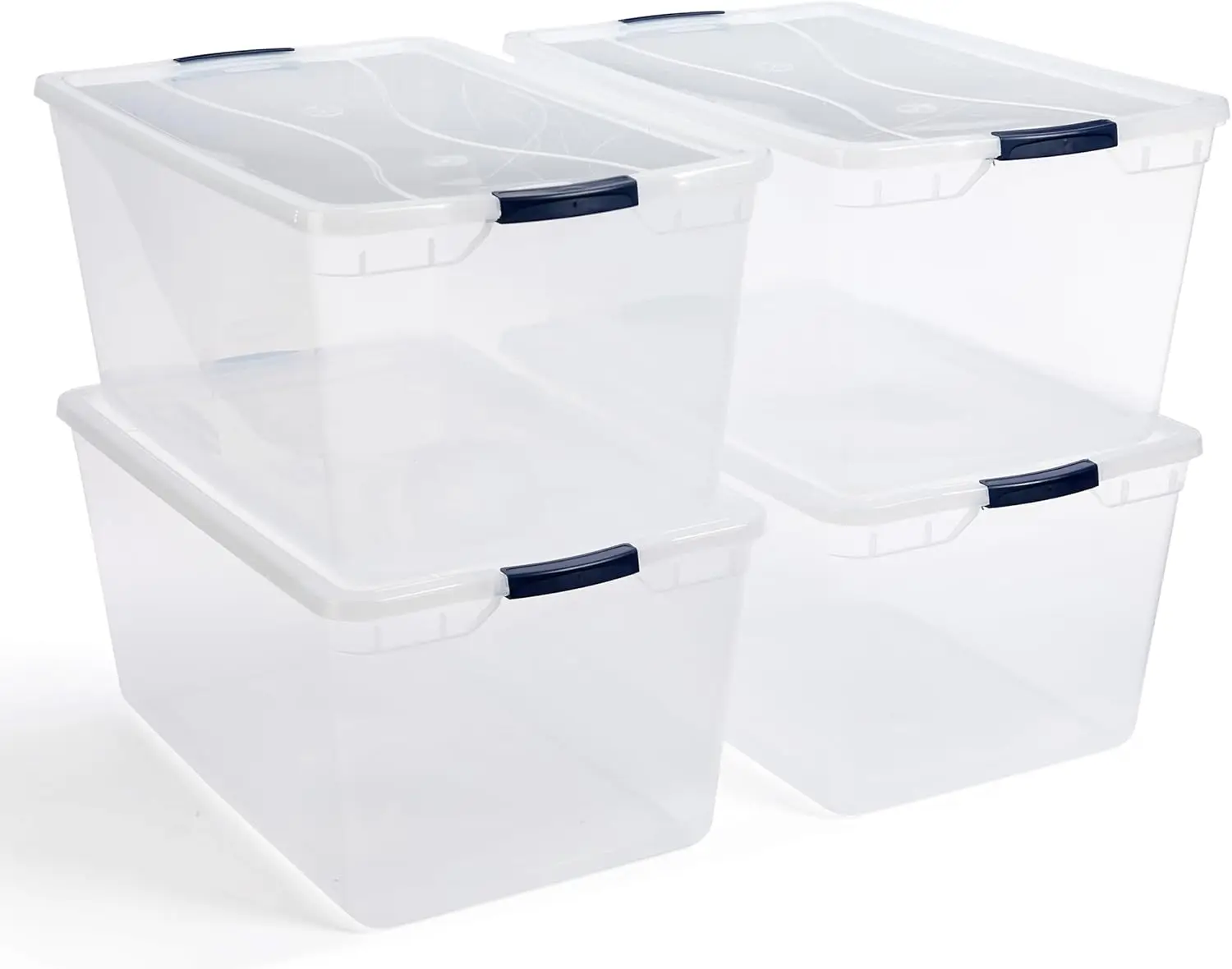 95 Quart (4 Pack) and 41 Quart (4 Pack) Clear Stackable Plastic Storage Containers with Lids