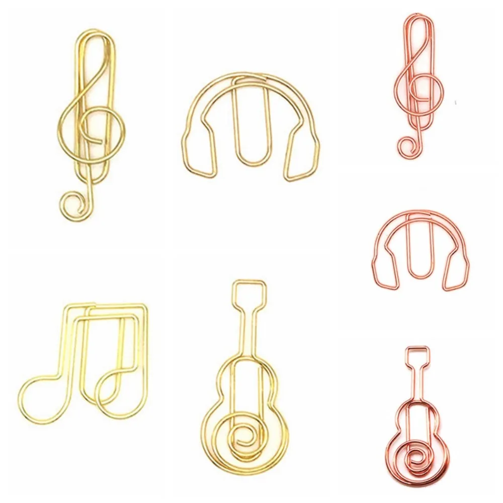 

10pcs Metal Music Note Shaped Creative File Clamp Paper Clips Bookmark Holder Paper Decorative Clip for Office School Home