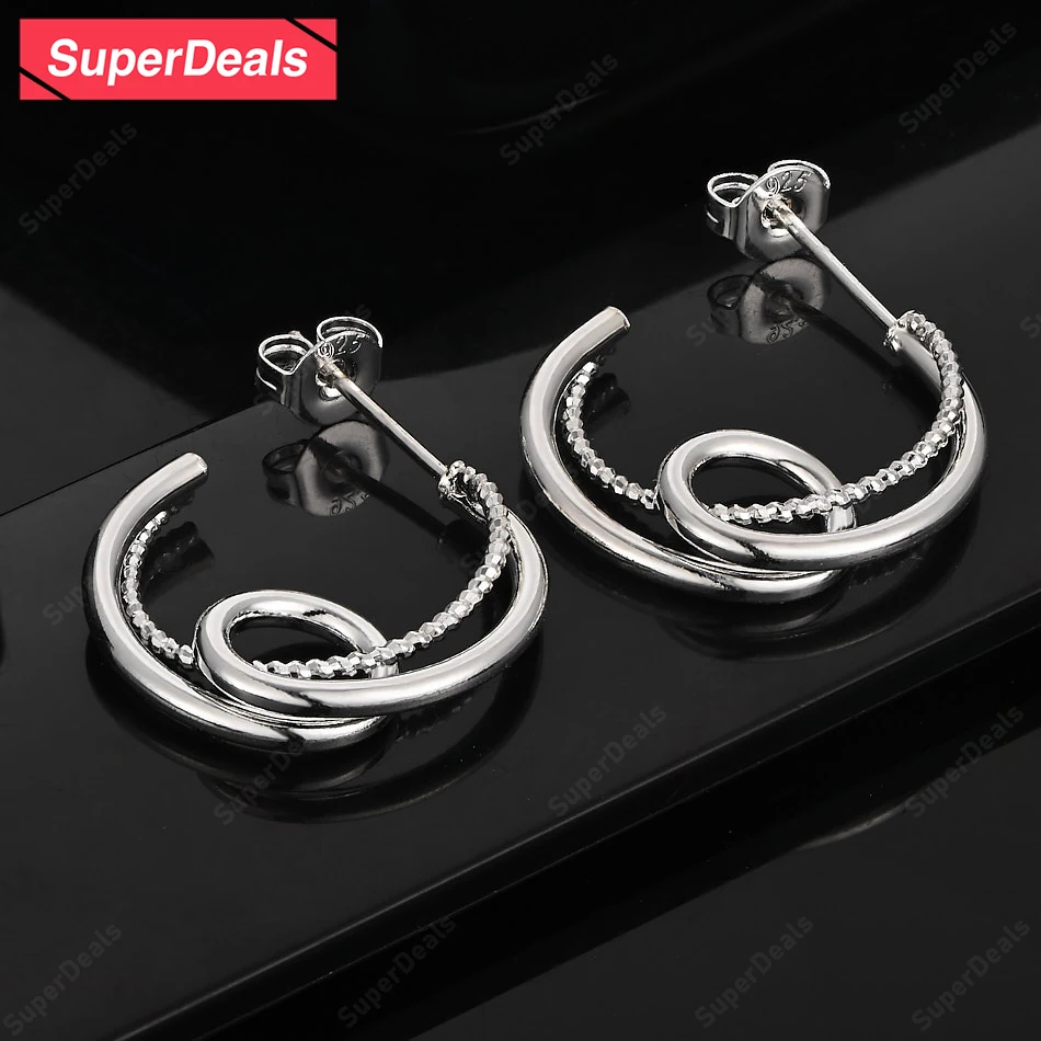 

SuperDeals 925 Sterling Silver Irregular Stud Earring Women Banquet Party Fashion Exquisite Jewelry Anniversary Gift Accessories