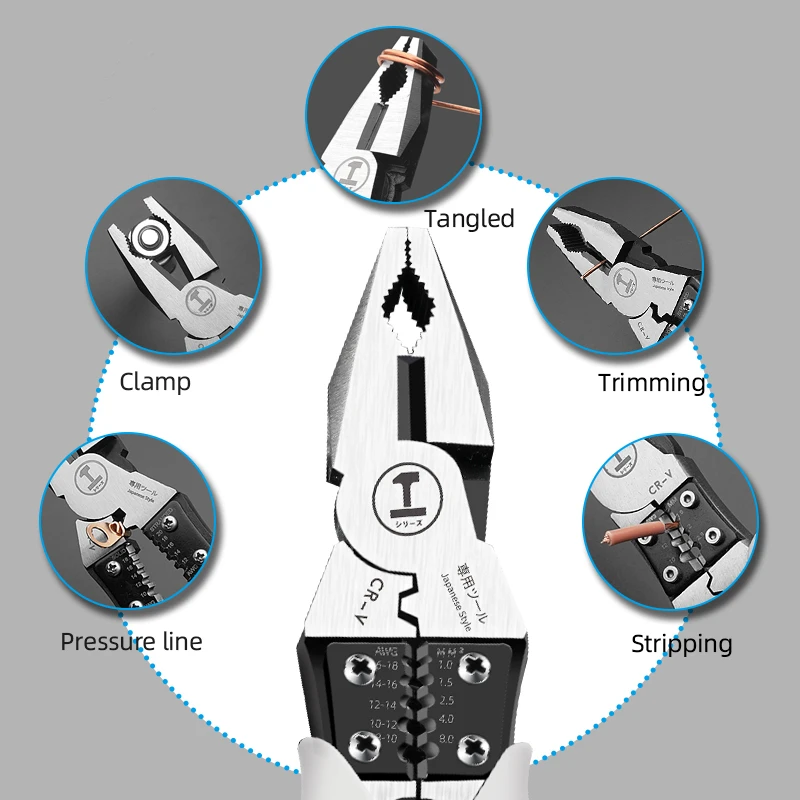 Tiger Steel Wire Oblique Mouth Pliers Household Tools Multifunctional Electrician Dedicated Universal Diagonal Hrdware