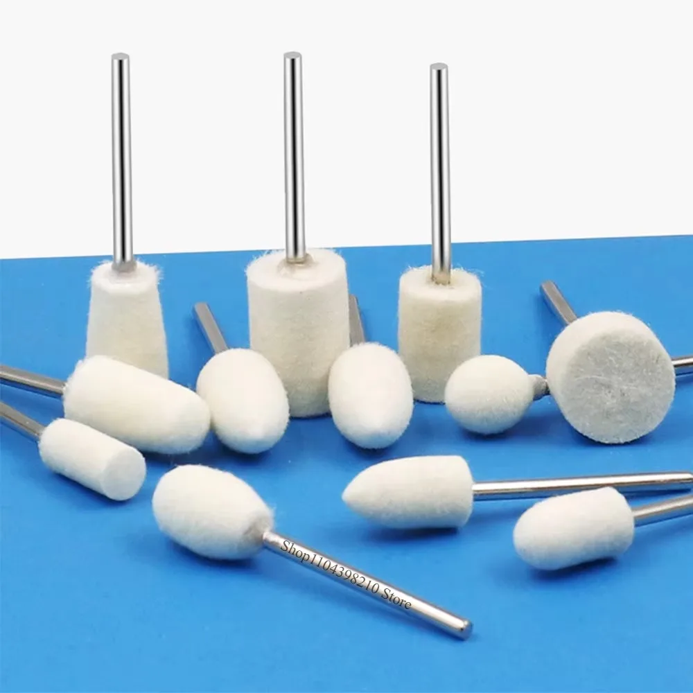 12-teiliges Polier- und Polierscheibe aus Wollfilz, Metall- und Kunststoffform, feines Polieren, 2,35 mm Schaft