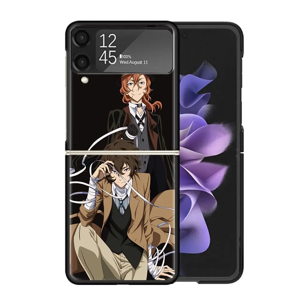 Bungo Stray Dogs Double Black Clear Phone Case For Samsung Z Flip 5 4 3 Galaxy ZFlip 6 5G Shockproof Hard Print Cover TPU PC Coq