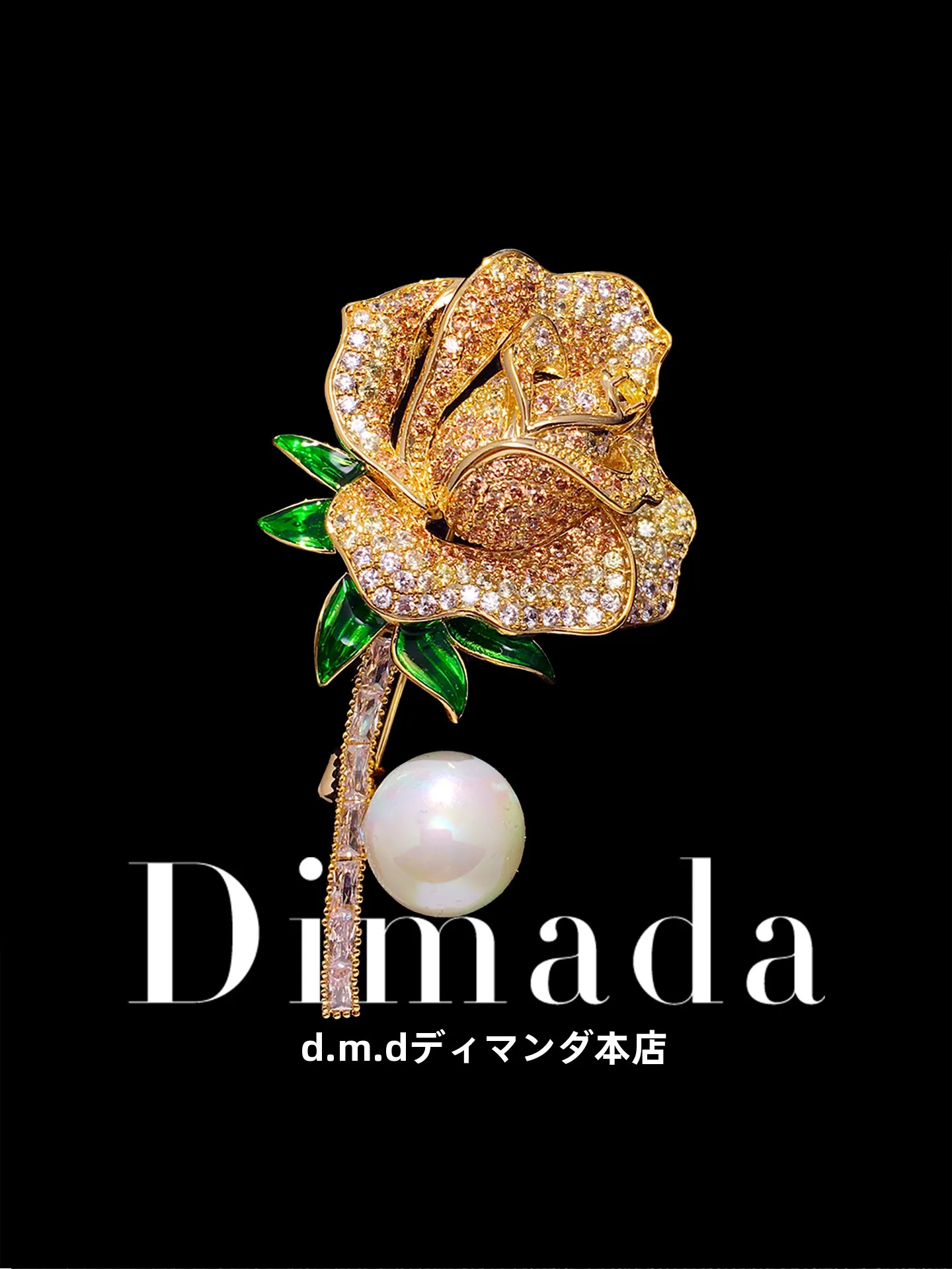dmdローズフラワーブローチピン-レディース-マイクロパヴェジルコン-高級スーツラペルピンアクセサリー-胸花-ファッションジュエリー