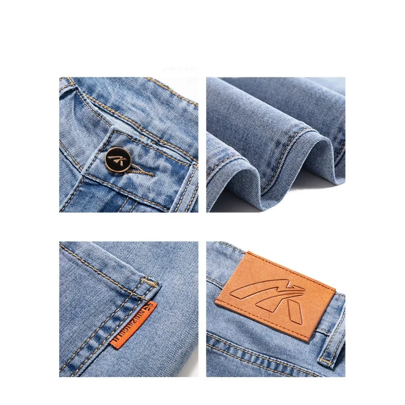 Tencel driedelige denim shorts voor heren in de zomer, dunne, losse, rechte ijszijde trendy casual broek, modieus en individueel