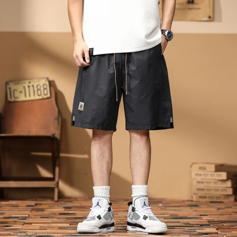 New men's casual shorts pocket decoration loose type simple casual five quarter pants men