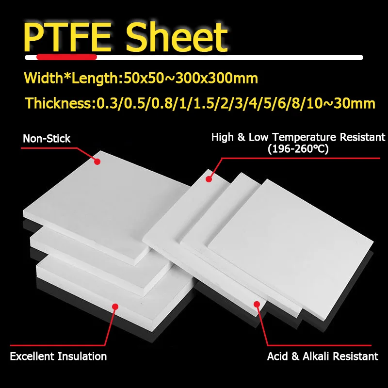 Thick 0.3-30mm White PTFE Square Platet High Temperature Resistant PTFE Plastic Sheet  Board Polytef Board