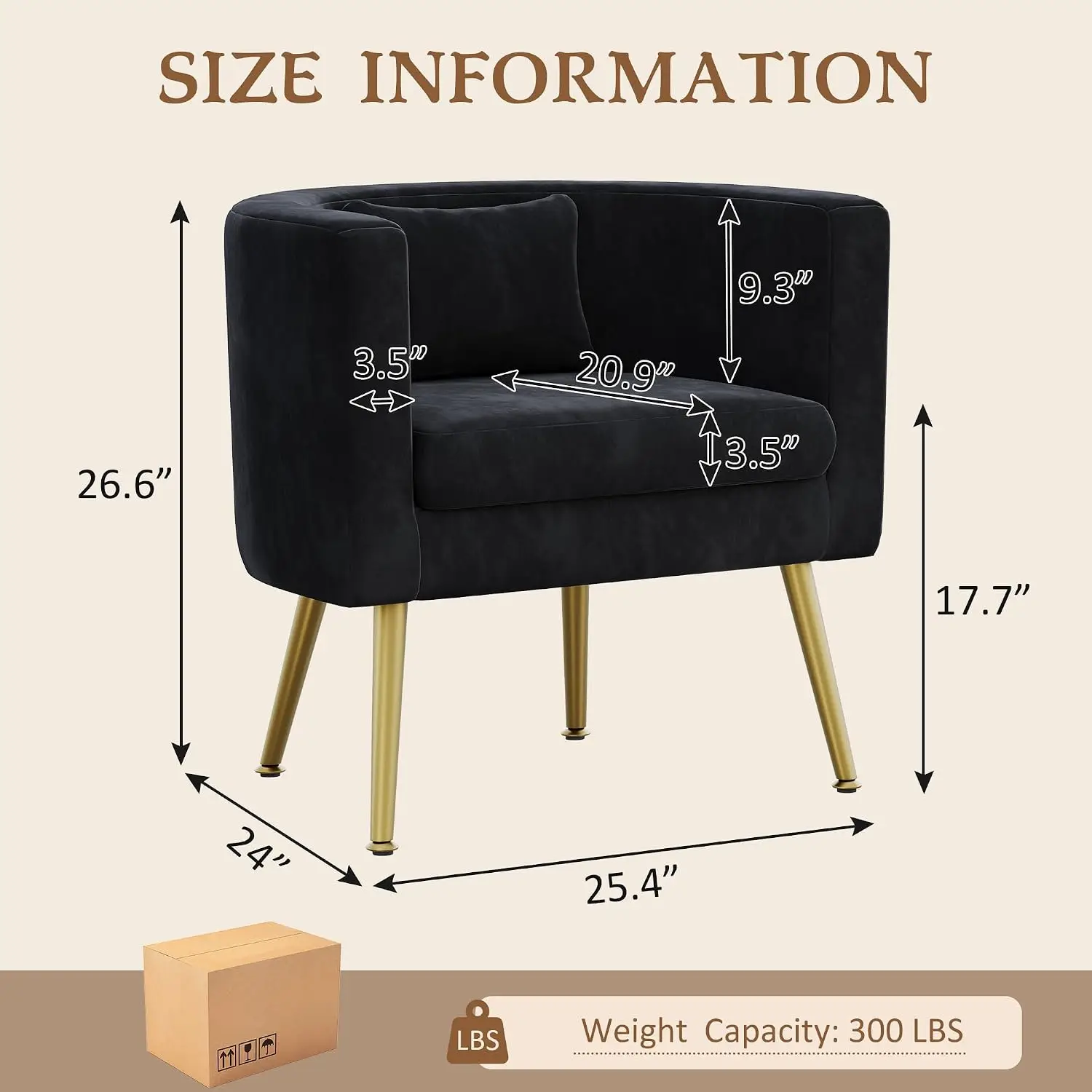 Black Velvet Barrel Accent Chairs Set of 2, Modern Armchair for Living Room Bedroom, Customized