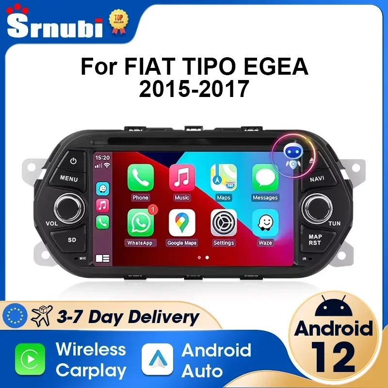 Srnubi 7 Inch Android 12 Carplay Car Radio for FIAT TIPO EGEA 2015-2017 Multimedia Video Player 2 Din GPS Auto Stereo Head Unit