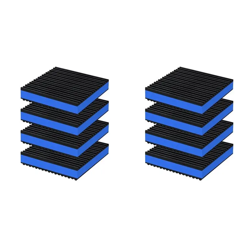 

A93E-8Pcs Anti Vibration Pads 4X4x7/8Inch Sound Isolation Ribbed Rubber Mats With EVA Center, Vibration Isolation Pads