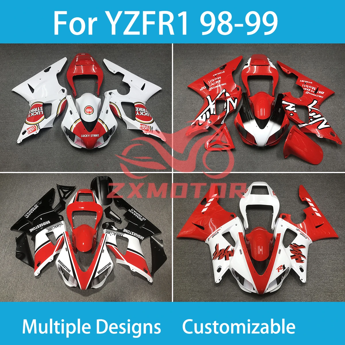 100% Fit Fairings for Yamaha YZF R 1 1998 1999 Black Cool Racing Motorcycle Body Parts Set Fairing Kit R1 98 99