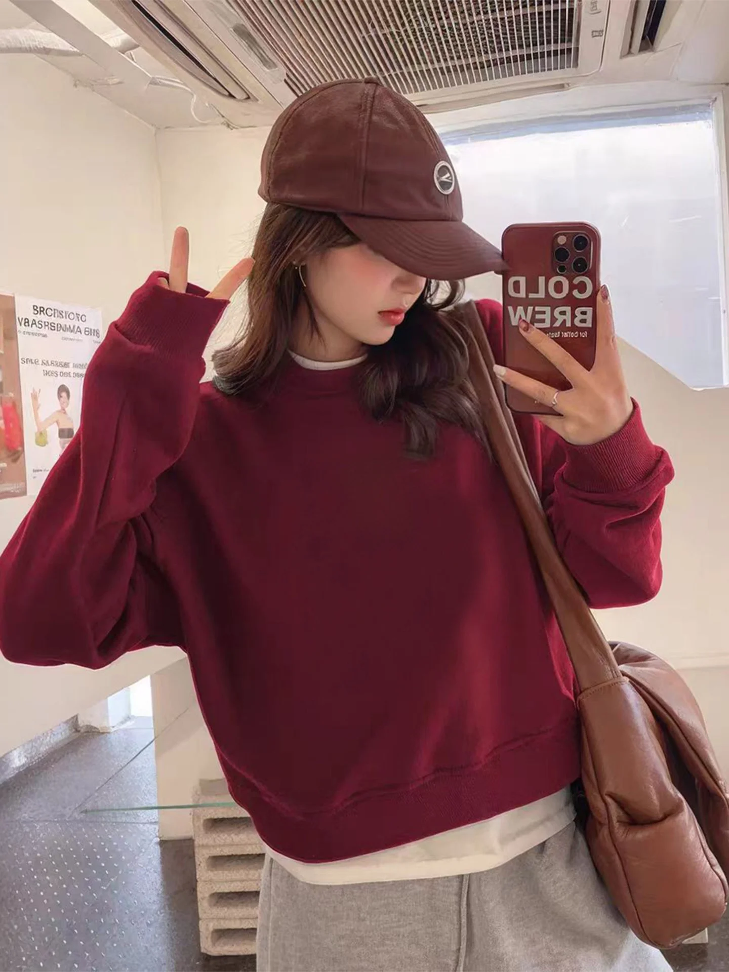 

Утепленный флисовый свитер с капюшоном и длинными рукавами, круглый вырез, цвет винно-красный, женский, повседневный, комфортный, для осени, зимы и весны, модный
