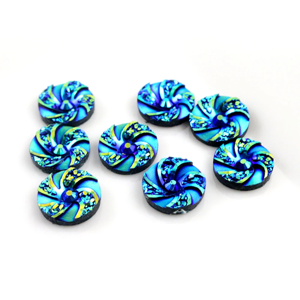 New Fashion 40pcs 12mm Mix Blue AB Colors Flower Fashion Style Flat back Resin Cabochons Cameo