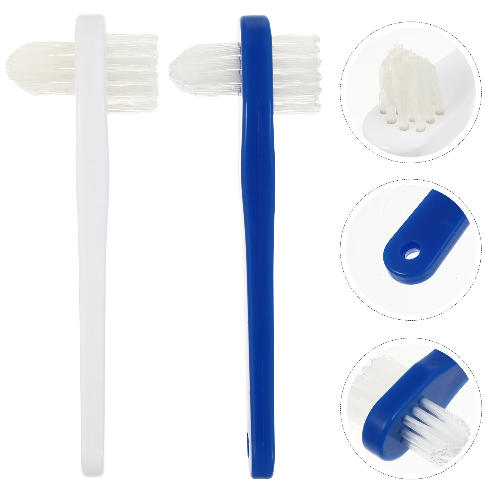 2 Pcs Dual False Teeth Brush and Holder Denture Cleaner Tablets Manual Toothbrushes Travel Double Sided Pregnant Woman